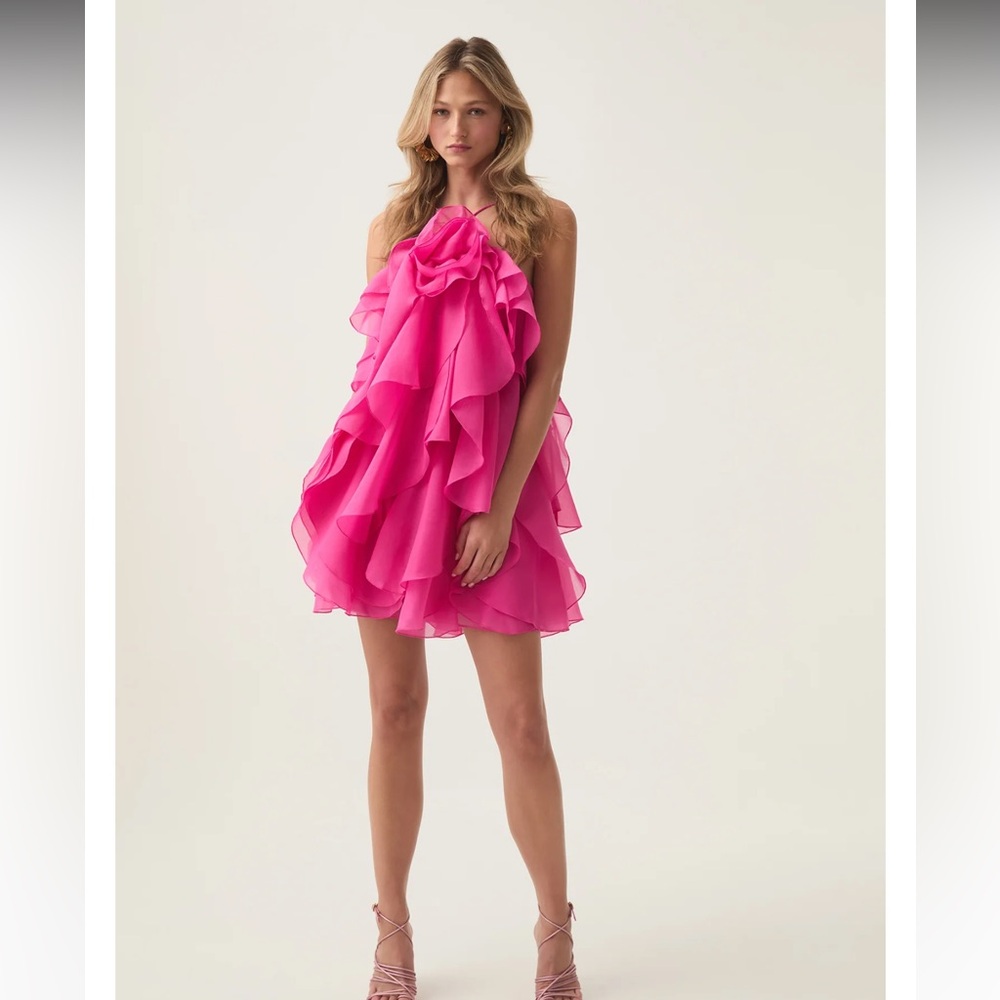 Aje Pandorea Layered Mini Dress in fuchsia